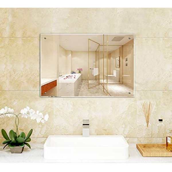 Ivy Bronx Frameless Bathroom Mirror, 60 X 45cm Rectangle Wall Mounted